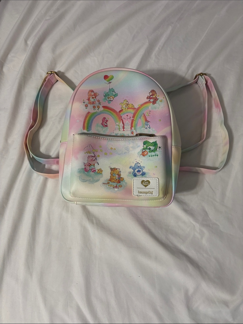 Loungefly Pastel Rainbow Care Bears Mini Backpack - Pink, Blue, Green
